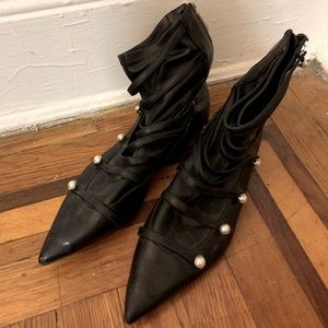 Black Pearl Pointed Booties